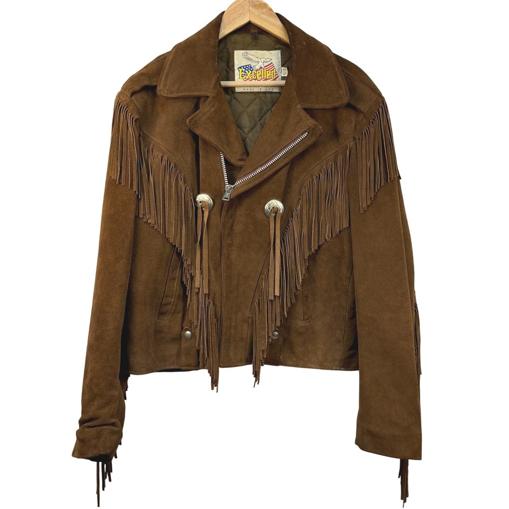 Brown Suede Fringe Jacket Size 44